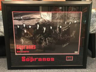 Sopranos Cast Signed Poster Framed W/ C.  O.  A.  From Antiquities Of California