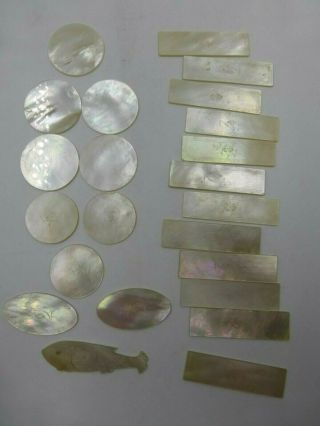 Set Of 23 Mother Of Pearl Chinese Game Counters