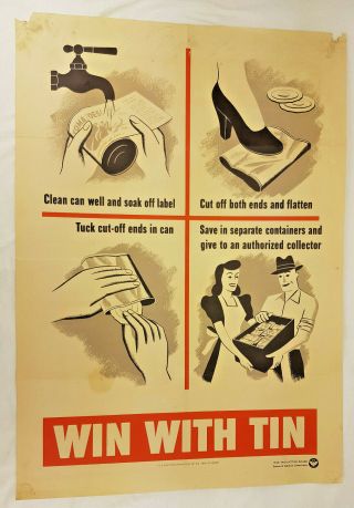 World War 2 Recycling Win With Tin Wwii Propaganda Poster Ww2 1942