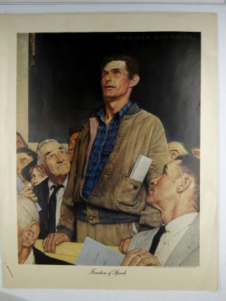 Vintage Norman Rockwell Four Freedoms Poster Set WW2 War Bond Never Folded 13x16 2