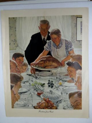 Vintage Norman Rockwell Four Freedoms Poster Set WW2 War Bond Never Folded 13x16 4