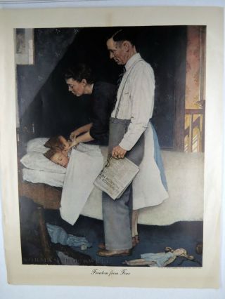 Vintage Norman Rockwell Four Freedoms Poster Set WW2 War Bond Never Folded 13x16 5