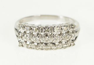 14k Diamond Squared Tiered Cluster Fashion Band Ring Size 7.  5 White Gold 13