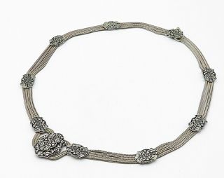 925 Sterling Silver - Vintage Floral Designed Necklace & Bracelet Set - T1250 3
