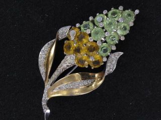 Incredible Marcel Boucher Vintage Rhodium Plated Rhinestone Flower Pin (pn1259)