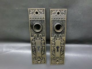 Antique Cast Iron Door Knob Back Plates - Ornate Matching Pair
