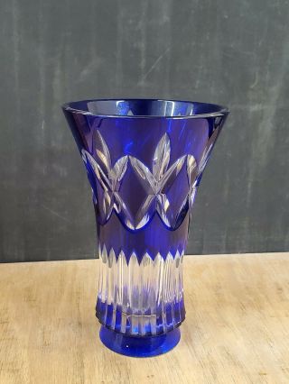 Blue Val Saint Lambert Vase 5 7/8 " Flared Made Exclusively For Eds