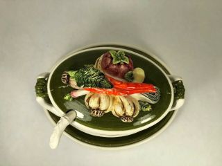 Vintage Arnart 5th Avenue Garden Harvest Soup Tureen w/ Ladel & Lid Hand - Painted 2