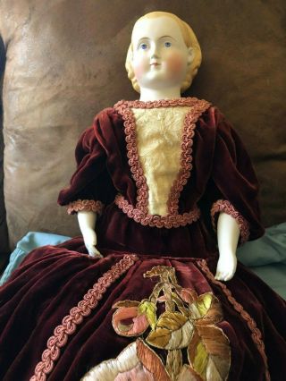 AB & G 1870 ' s Large Alice Parian Doll 27.  5 