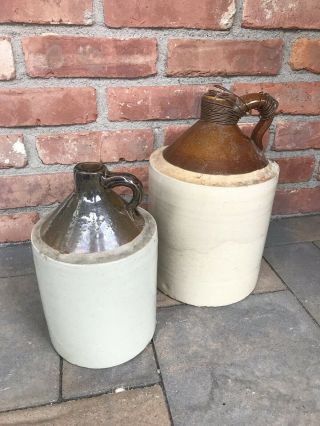 Vintage Stoneware Crock Jug Moonshine Whiskey 12” 10” Tall