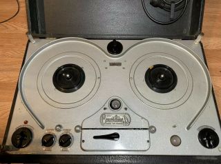 Vintage 1950’s Concertone 1401 Magnetic Tape Recorder.  W/ Case And Power Cord
