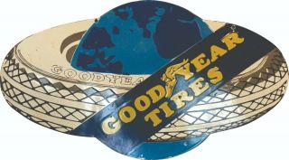 Porcelain Vintage Goodyear Tires Enamel Sign Size 32 