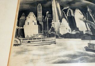Signed & Numbered Antique ERNEST FIENE York City Skyline Litograph Etching 6
