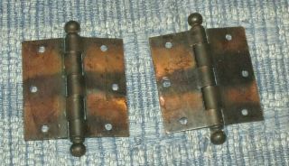 2 Antique Stanley SW Cast Iron Door Hinges with Copper Wash,  3.  5 by 3.  5 Inches 2