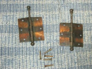 2 Antique Stanley SW Cast Iron Door Hinges with Copper Wash,  3.  5 by 3.  5 Inches 3