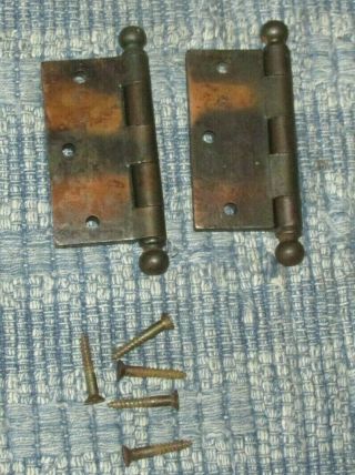 2 Antique Stanley SW Cast Iron Door Hinges with Copper Wash,  3.  5 by 3.  5 Inches 5