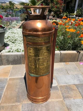Vintage 2 1/2 Gal Soda Acid Fyr - Fyter Fire Extinguisher Stainless Steel Full