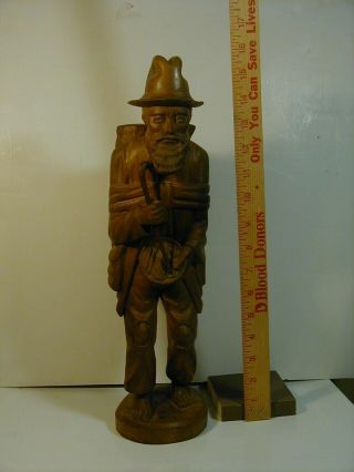 Vintage Wooden Carved Figure Man,  Tramp/traveling Man