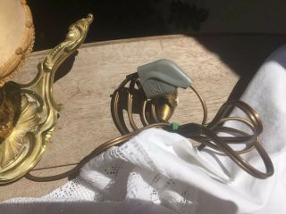 Vintage French Bedside Slipper Lamps In Brass With Pretty French Shades 5