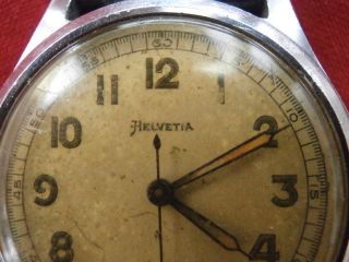Old Swiss military mechanical wristwatch Helvetia World War II WW II work run 5