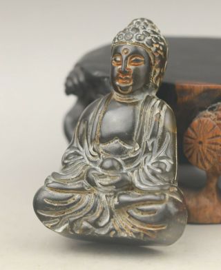Chinese Natural Jade Hand - Carved Statue Buddha Pendant