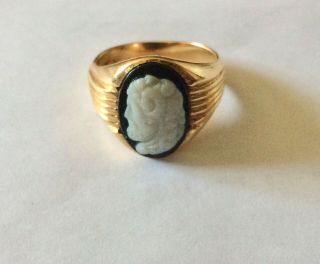 Antique 14k Gold Mens Cameo Ring.  10.  3g