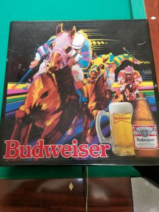 Rare Vintage Budweiser Beer Sign Lighted With Jockey 4