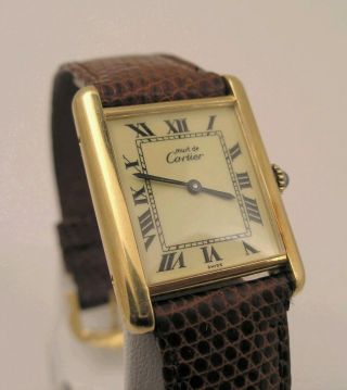 Vintage Must De Cartier Paris Vermeil Wristwatch 17 Rubis The Watch Runs Fast