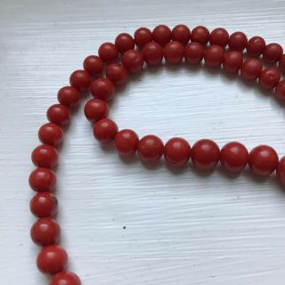 VERY FINE Heavy Vintage Red Coral Bead Necklace w Gilt Silver Clap - WOW 1940s 7