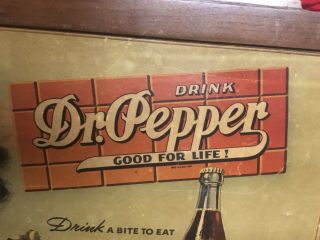 RARE Vintage 1940’s Dr.  Pepper Wood Frame 10 - 2 - 4 Cardboard Advertising Sign ORIG 5