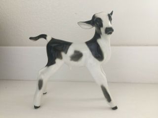 Vintage Ussr Porcelain Figurine Calf Cow Black White Farm Animal