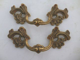 Pair Vintage Cast Brass Antique Style French Provincial Pulls 9057
