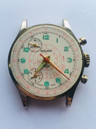 Vintage Aviator Rouan R.  Lapanouse Sport Chronograph Lap Timer Swiss Watch Runs