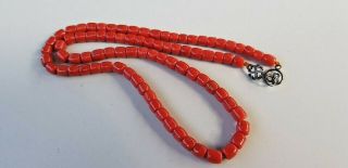 Antique Natural Red Salmon Coral Necklace 26gr