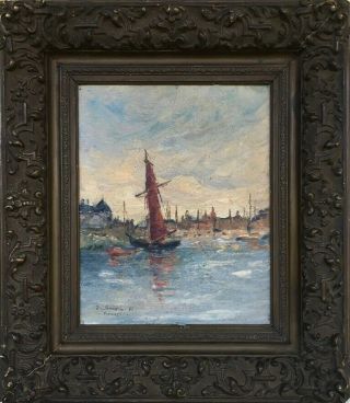 E.  Boudin Signed Antique Oil / Canvas Painting French?