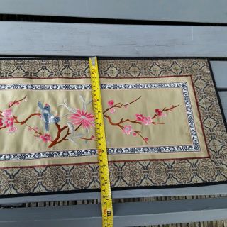 ANTIQUE CHINESE EMBROIDERED SILK PANEL/SLEEVE WITH BIRDS AND FLOWERS 7