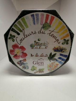 Vintage Gien France Lg Dessert Plates Complete Set Of 6 With Price Tag