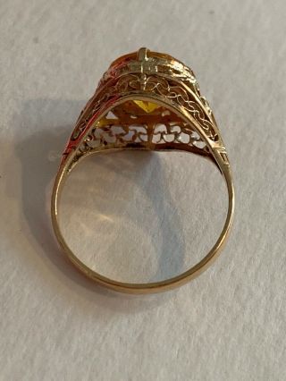 Rare And Victorian Vintage Antique 10k Ring With Yellow Stone 3