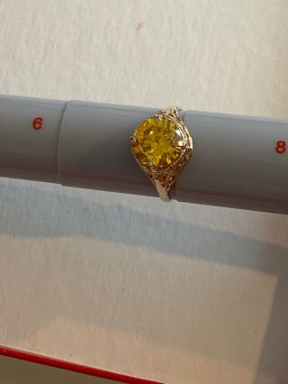Rare And Victorian Vintage Antique 10k Ring With Yellow Stone 5