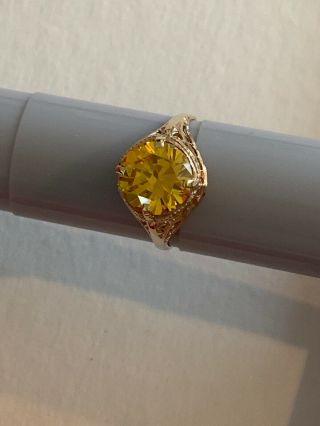 Rare And Victorian Vintage Antique 10k Ring With Yellow Stone 6