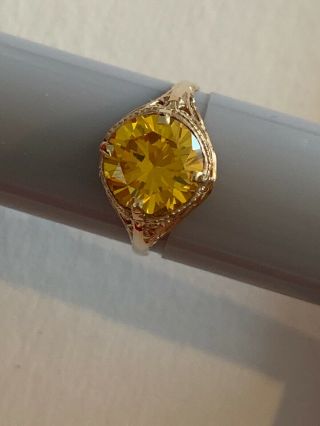 Rare And Victorian Vintage Antique 10k Ring With Yellow Stone 7