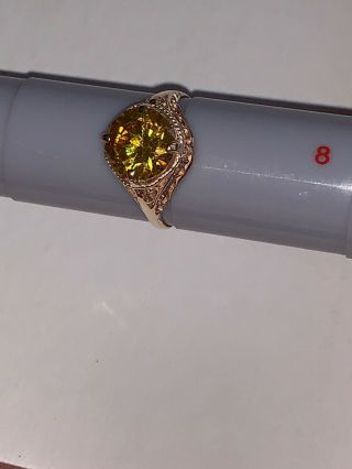 Rare And Victorian Vintage Antique 10k Ring With Yellow Stone 8