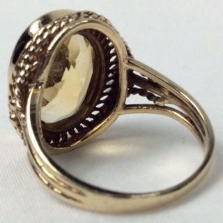 Vintage 1960 ' s Large Citrien Gold Ladies Ring Size 8 1/2 (J547) 4