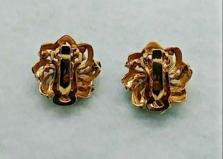 14k Solid Gold Antique Sapphire & Seed Pearl Enamel Clip On Earrings 11.  3 Grams 7