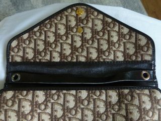 Christian Dior Vintage 1970 ' s Brown Jaquard Monogram Wallet Clutch Bag 10