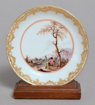 WONDERFUL ANTIQUE 18THC MEISSEN PORCELAIN TEA BOWL & SAUCER DUTCH HARBOUR SCENES 10