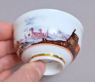 WONDERFUL ANTIQUE 18THC MEISSEN PORCELAIN TEA BOWL & SAUCER DUTCH HARBOUR SCENES 5