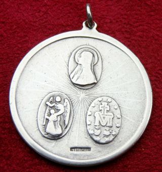 WWII Chaplin’s Sterling Silver St Christopher Miraculous Catholic Scapular Medal 8