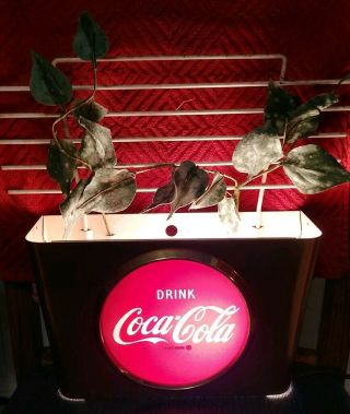 Vintage Drink Coca - Cola Floral Light - Up Basket Sign 1950chicago Price Bros Sign