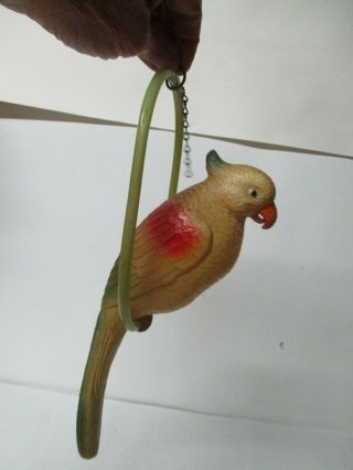 Giant Vintage Celluloid Parrot On Swing - 12 " Tall Ml